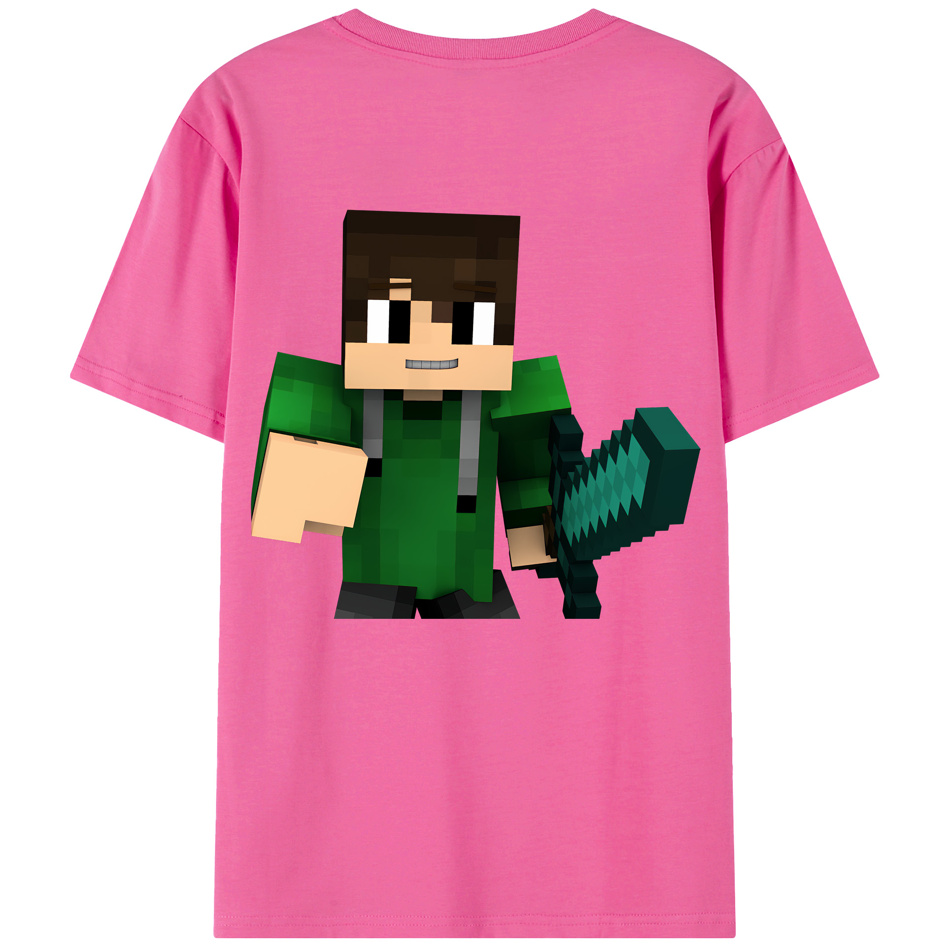 （画像用） マインクラフト ブロックの世界 Minecraft MC Block world レディース半袖Tシャツ(バックプリント)
